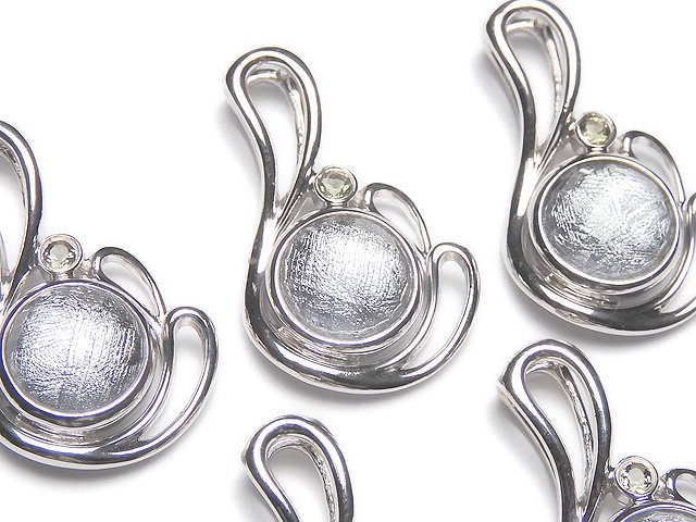 メテオライト＆モルダバイト1石！ペンダントトップ24×15×7mm SILVER925