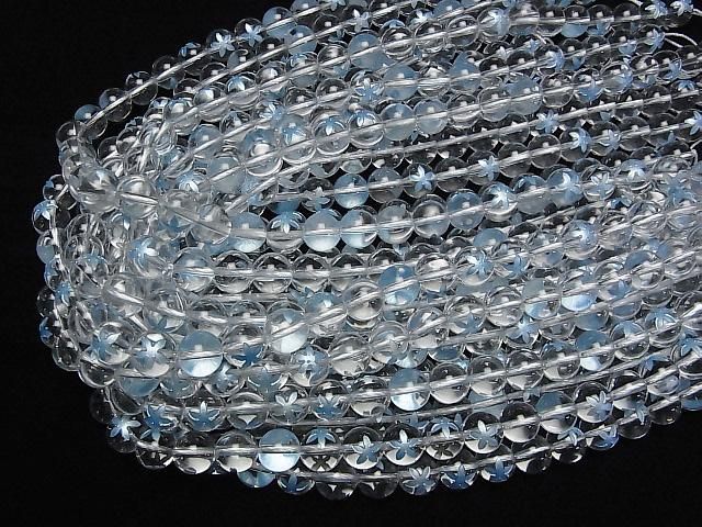 【動画】フラワー彫刻入り!クリスタルAAA ラウンド8mm・10mm 【ブルー】 1/4連~1連(約36cm) サムネイル4