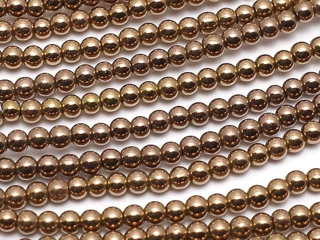 ヘマタイト 極小ラウンド2mm ブロンズカラーコーティング 1連(約38cm)の画像