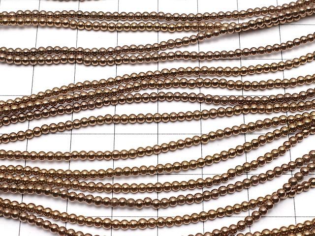 ヘマタイト 極小ラウンド2mm ブロンズカラーコーティング 1連(約38cm) サムネイル3