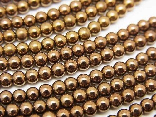 ヘマタイト ラウンド3mm ブロンズカラーコーティング 1連(約38cm)の画像