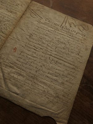 1755年頃フランス・羊皮紙・古文書・w44cm