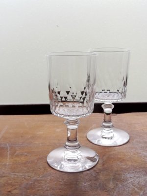 1890年代頃フランス・Baccarat・Richelieu・クリスタル・ガラス・ワイン・グラス・二客組