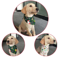 【クリスマスバンダナ】ペット用 首輪 調節可能なバンダナスカーフ