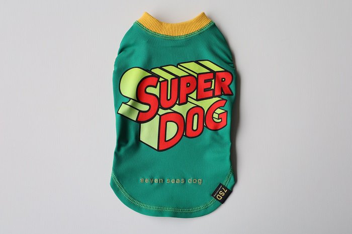 SUPER DOG Tシャツ / Cocoty Eco グリーン - ドッグデコ | 犬と人の