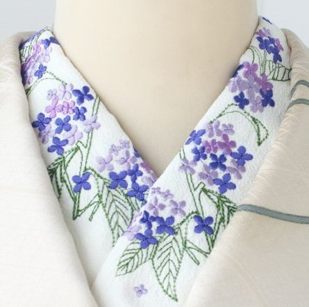 紫陽花柄の刺繍半襟
