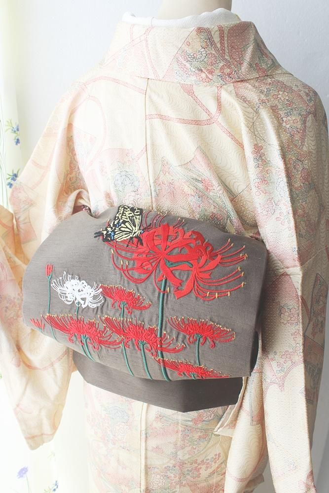 曼珠沙華 彼岸花の名古屋帯 フリル帯 オリジナル着物 刺繍半襟のデザイン製造販売berry工房 メーカー 曼珠沙華 彼岸花の名古屋帯 フリル帯 オリジナル着物 刺繍半襟のデザイン製造販売berry工房 メーカー