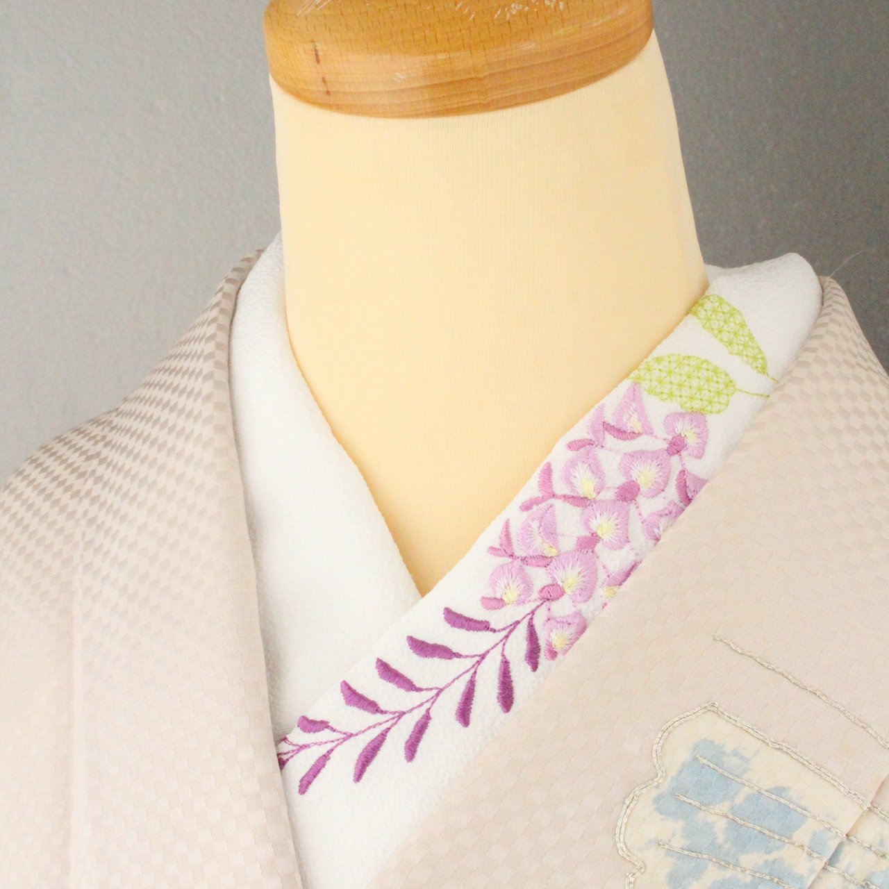 藤、夏の刺繍半衿Berry工房オリジナル機械刺繍半襟,刺繍,はんえり,着物