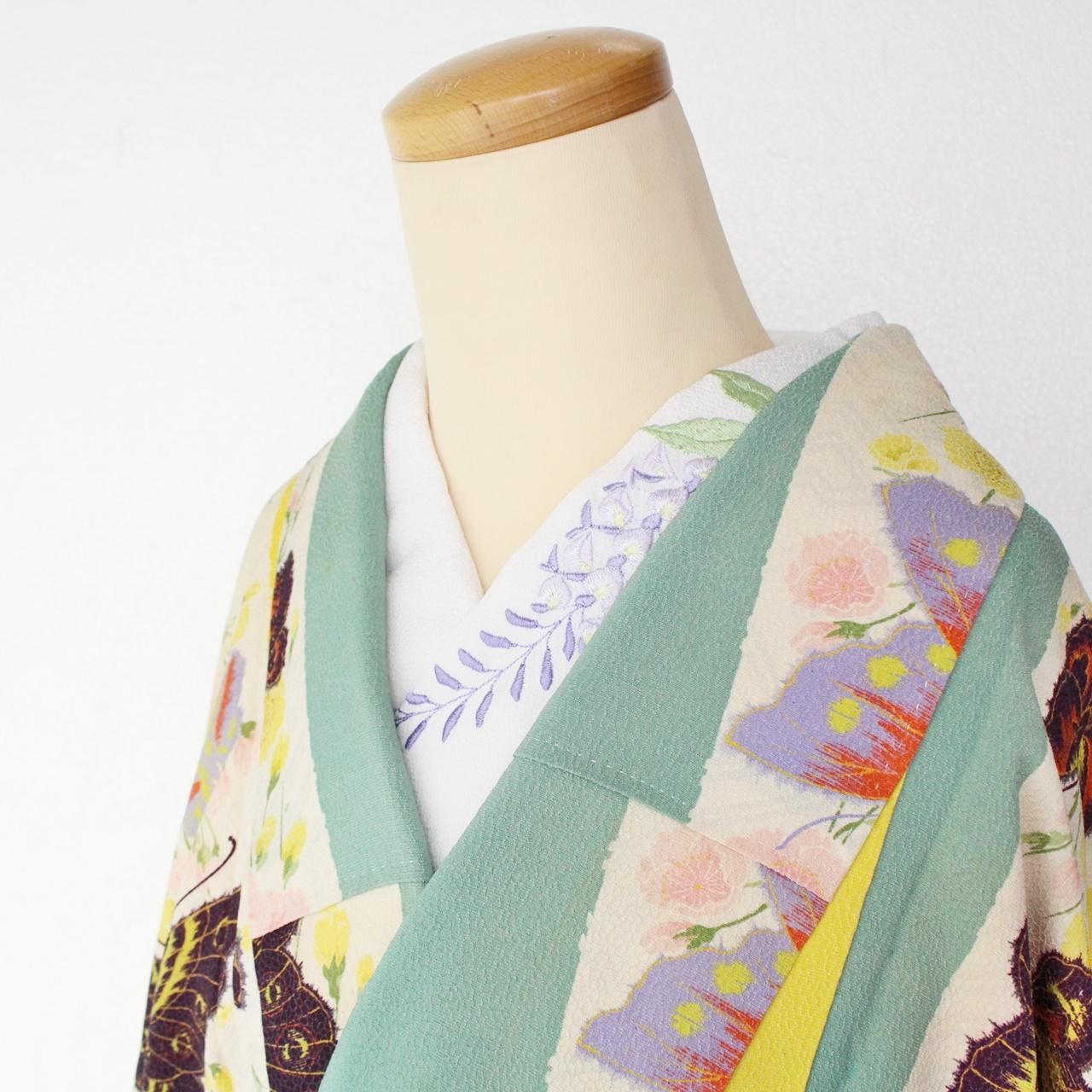 Buruburu　フルセット　きもの青　　簡単半襟　小物セット7282 楽天市場】帯揚げ 帯締め セット 衿秀 正絹 ブルー 糊散し柄