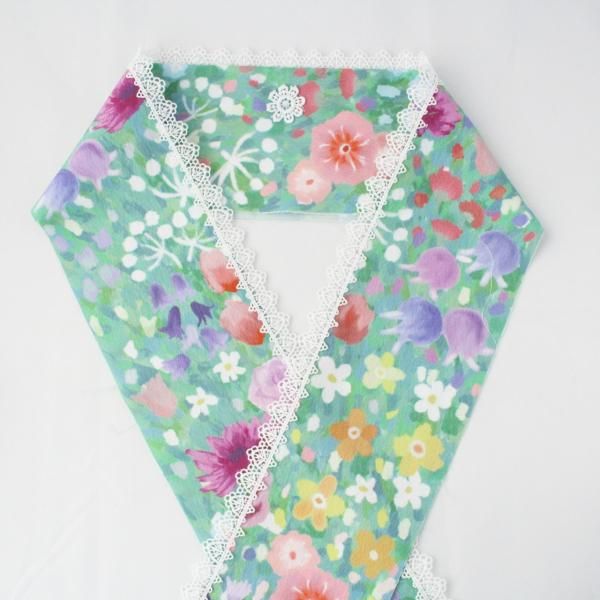 彼岸花、曼珠沙華の刺繍半襟、名古屋帯、ハンドメイド