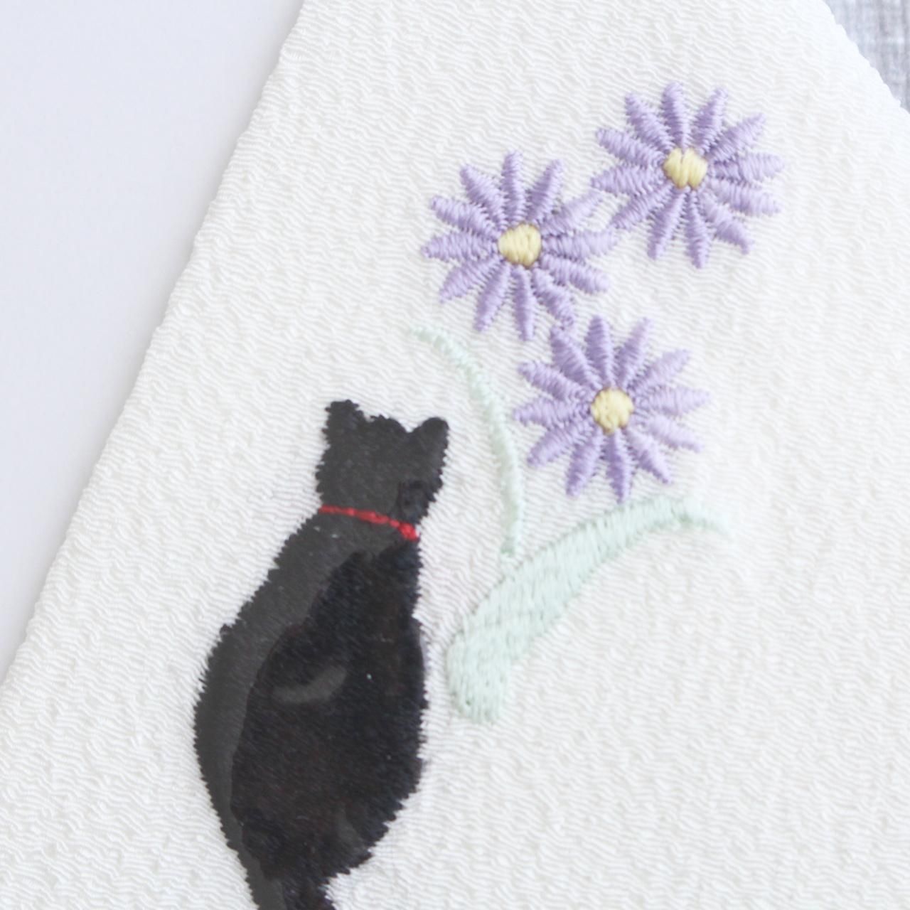 帯 着物 猫刺繍 チェック柄 Amazon | 名古屋帯 猫 ねこの足跡 黒地 ブラック 青 西陣織 弥