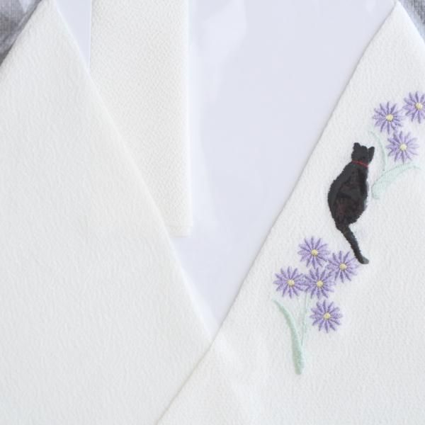 帯 着物 猫刺繍 チェック柄 京都室町st. 猫の柄の半幅帯 着物や浴衣に 半巾帯 細帯 合繊