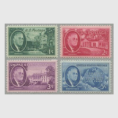 アメリカ 1945-6年F.D.ルーズベルト大統領4種 - 日本切手・外国切手の販売・趣味の切手専門店マルメイト