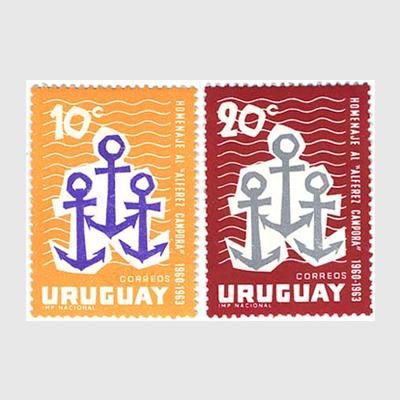 ウルグアイ 1963年Alferez Camporaヨット世界一周2種 - 趣味の切手専門