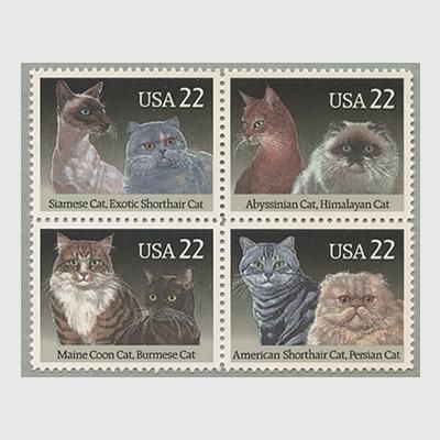【 大感謝セール】 アメリカ 1988年猫4種連刷 - 日本切手・外国切手の販売・趣味の コレクション