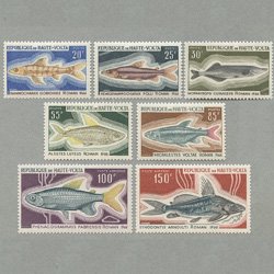 ブルキナファソ（旧オートボルタ）1969年淡水魚7種 - 日本切手・外国