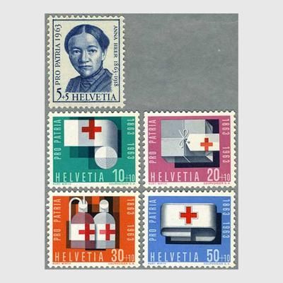 スイス 1963年赤十字慈善小包(20+10c)など5種 - 趣味の切手専門店