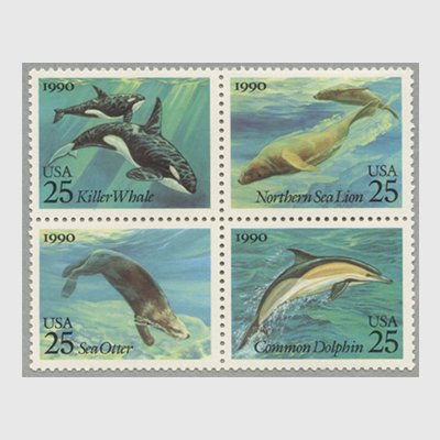 アメリカ 1990年海の哺乳動物4種連刷 日本切手 外国切手の販売