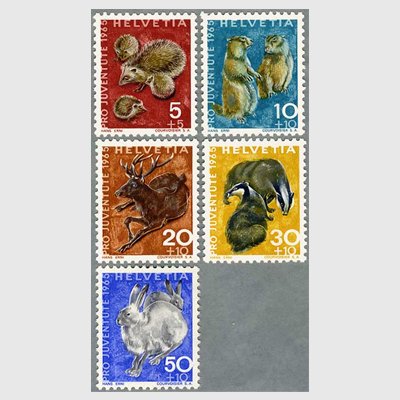 スイス 1965年ハリネズミ(5+5c)など5種 - 日本切手・外国切手の販売
