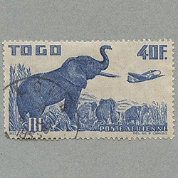 トーゴ 1947年航空40fアフリカゾウと飛行機 使用済み - 日本切手・外国 