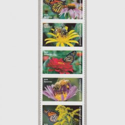 アメリカ 2017年蝶と蜂5種連刷