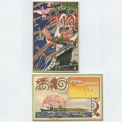 絵はがき 軍艦飛龍進水記念2種　横須賀海軍海軍工廠　-双文館印刷