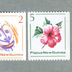 パプアニューギニア 1981年お面、ハイビスカス2種