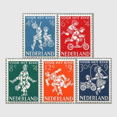 オランダ 1958年子供の遊び5種 - 日本切手・外国切手の販売・趣味の切手専門店マルメイト