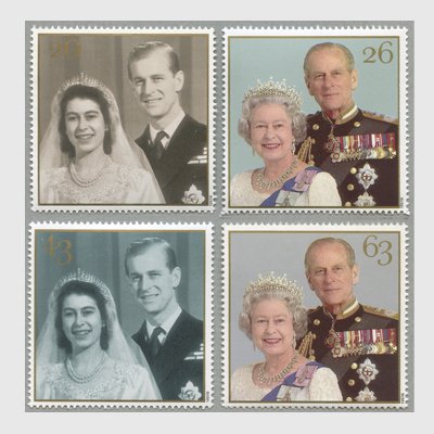 イギリス 1997年エリザベス女王金婚式４種 日本切手 外国切手の販売 趣味の切手専門店マルメイト
