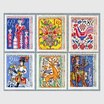チェコスロバキア 1963年民芸品6種 ※糊落ち品 - 日本切手・外国切手の 