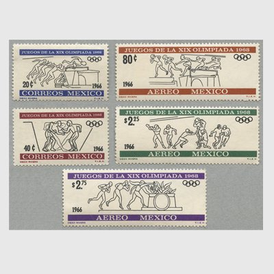 メキシコ 1966年1968年メキシコオリンピック5種 少シミ 日本切手 外国切手の販売 趣味の切手専門店マルメイト