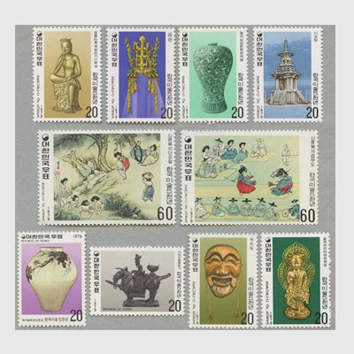 韓国 1979年韓国美術5000年10種 - 日本切手・外国切手の販売・趣味の切手専門店マルメイト