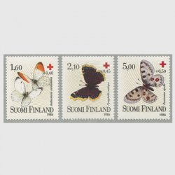 フィンランド 1986年赤十字切手 蝶３種