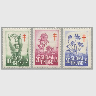 フィンランド 1958年複十字切手 花３種※僅少難 - 日本切手・外国切手の