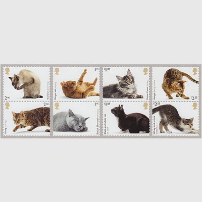 イギリス 2022年ネコ8種(2連x4) - 日本切手・外国切手の販売・趣味の切手専門店マルメイト