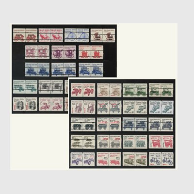 アメリカ 1981-1984年プリキャンセル・輸送機関シリーズ(I)(II)・ペア38種 - 日本切手・外国切手の販売・趣味の切手専門店マルメイト