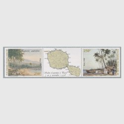 フランス領ポリネシア 1998年水彩画パペーテの風景タブ付き２種連刷