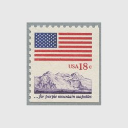 アメリカ 1981年星条旗と山脈