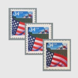 アメリカ 2001年農場と星条旗（34c）