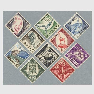 モナコ 1953年ヘルシンキ・オリンピック10種 - 日本切手・外国