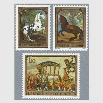 リヒテンシュタイン 1978年馬の絵画3種 - 日本切手・外国切手の