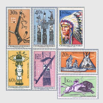 チェコスロバキア 1966年アメリカインディアン博覧会7種 - 日本切手 