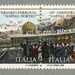 イタリア 1989年ナポリ・ポルティチ鉄道150年2連刷