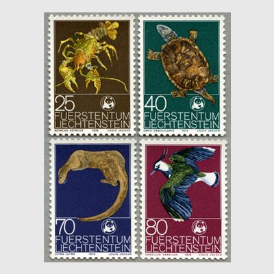 リヒテンシュタイン 1976年野生動物基金4種 - 日本切手・外国切手の
