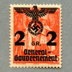 ドイツ占領下ポーランド 1938年不足料切手2g加刷