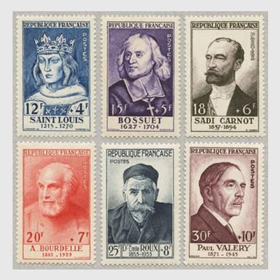 最安値級価格 フランス 日本切手・外国切手の販売 - 1954年著名人シリーズ6種 ヨーロッパ