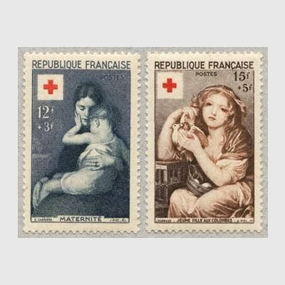 フランス切手 フランス 1954年赤十字切手2種 - 趣味の切手専門店マルメイト