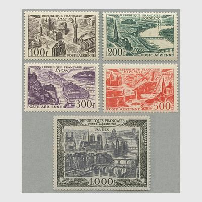 フランス 1949-50年航空切手・大都市シリーズ5種 - 日本切手