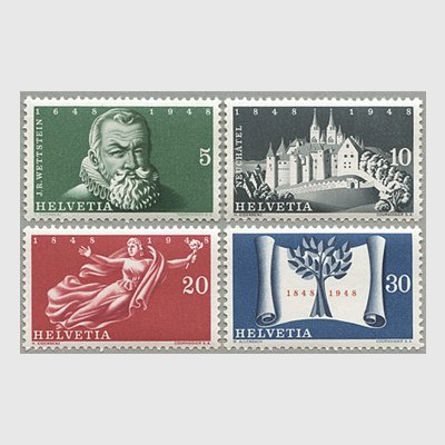 スイス 1948年スイス独立300年、連邦100年4種 - 日本切手・外国切手の 