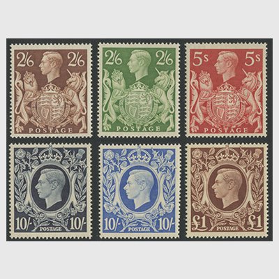 イギリス 1939-48年普通切手・高額図案6種(LH) - 日本切手・外国 